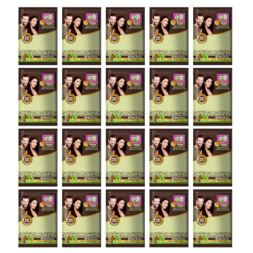 Image of Megha Mehandi Organic Hair Dye for Woman & Men - Organic Hair Colour without Chemicals and Ammonia, Made From Organically Grown Henna & Amla Based Mehndi,(Dark Brown,10g, Pack of 20)