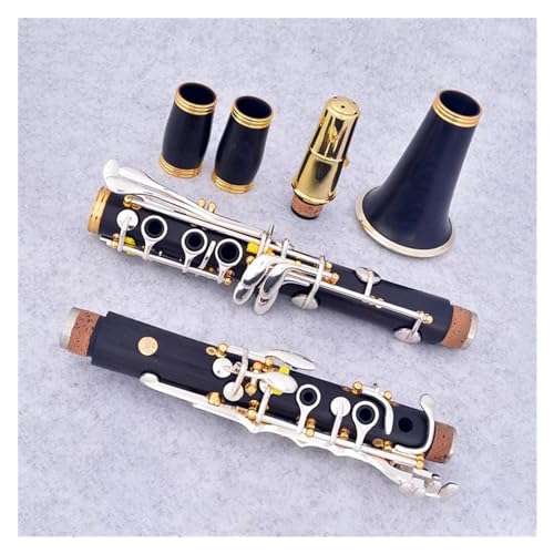 17 キー Bb トーンクラリネット黒檀の木管ボディシルバーメッキ銅キークラリネットキャリングケース付き 初心者クラリネット
