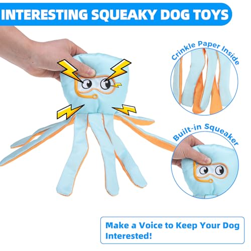 Image of Mihachi Floating Dog Water Pool Toys 2 Pack for Swimming Pool, Interactive Crinkle Pet Puppy Chew Toys for Play and Training, Funny Dog Toy for Small Medium Large Breed, Octopus & Squid