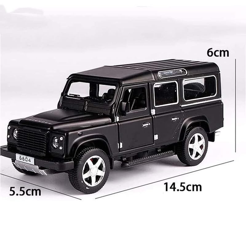 Image of Kids Model 1:32 Defender Die Cast Metal Car Pull Back Action Opening Doors with Realistic Engine Sound Lights Toy Car Gift for Boys - Black