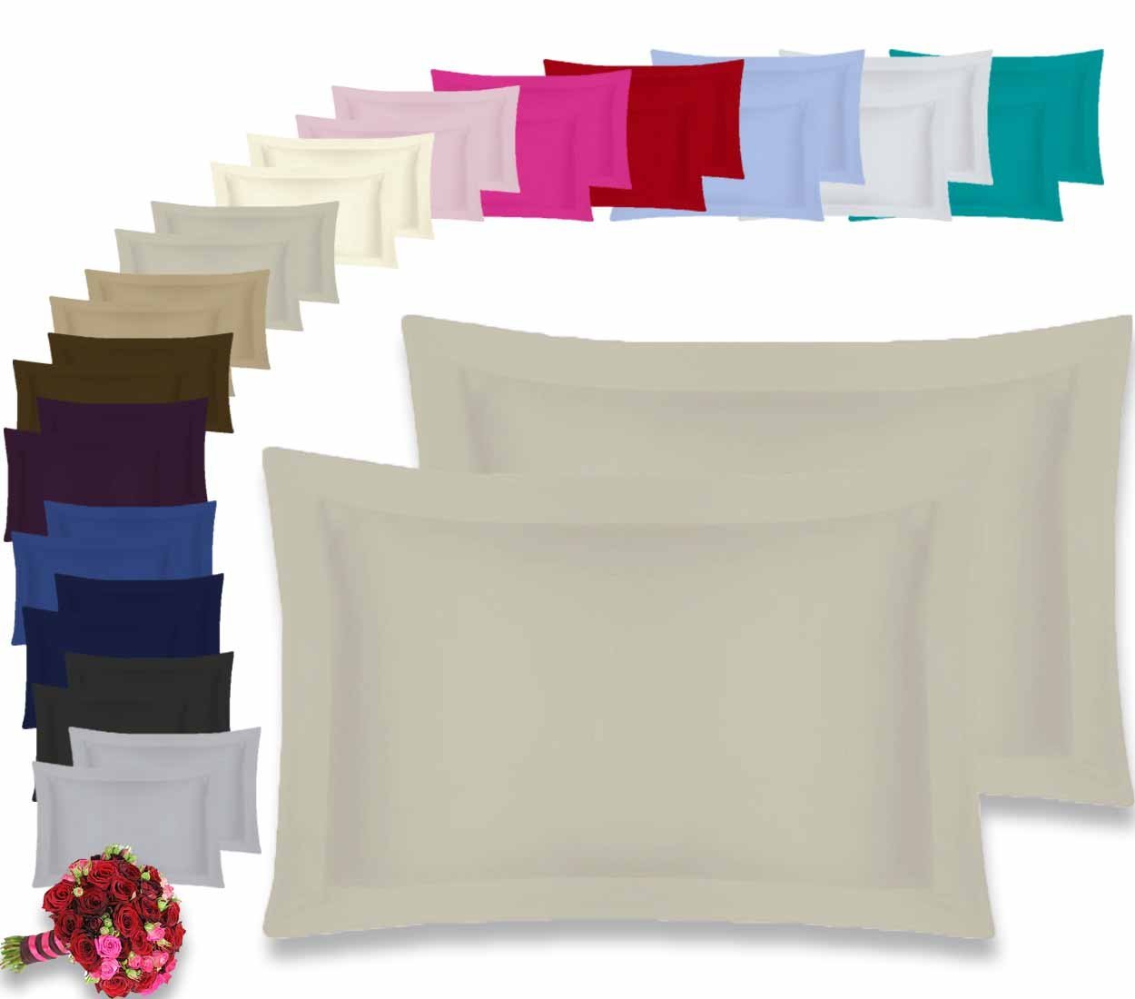 Textile .Plus Oxford Grey Oxford Pair Pillow Cases 100% Percale 180 Thread Count Hotel Quality * Textile.plus* (Oxford Grey)