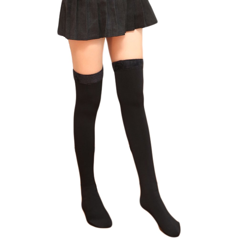 Romastory Womens Over Knee Leg Warmers Winter Thick Fleece Lined Elastic Socks Tights