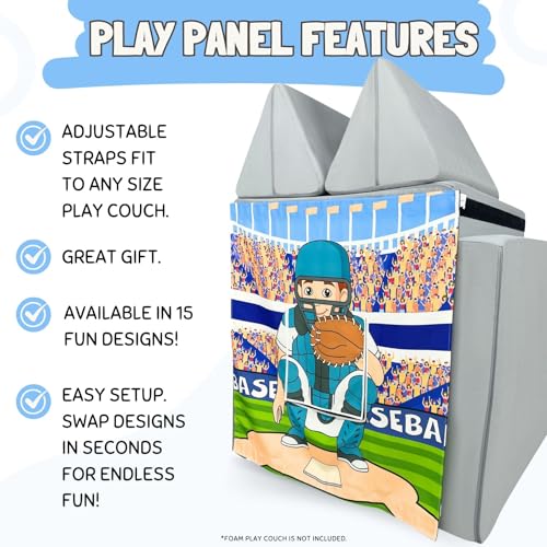 Image of Couch Swag Play Panel for Childrens Foam Sofa Kids Couch (Baseball)