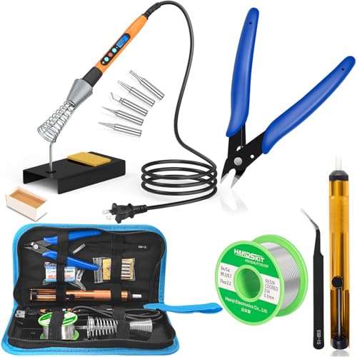 90W LCD Soldering Iron Kit with Tips, Flux, Pump & Tools