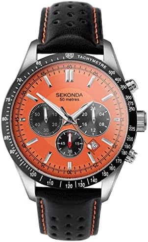 Sekonda Mens 45mm Velocity Chronograph Sports Watch Round Stainless Steel Case Water Resistant 50 metres