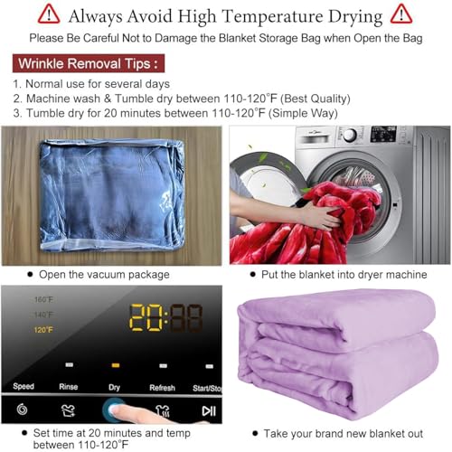 Image of JYK Fleece Plush Blanket - 3.5 LB, 1 Ply Lightweight Korean Style Mink Blanket, Queen 79 inch x 91 inch - Super Soft, Warm & Cozy, Microfiber Bed Blanket for All Seasons, Light Purple