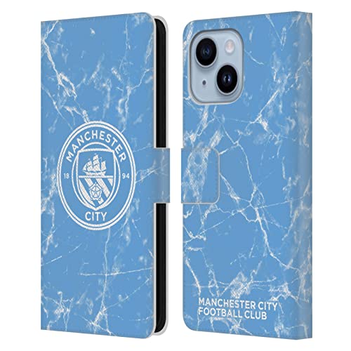 Coque portefeuille iPhone 14 Plus Manchester City marbre pour les jours de match