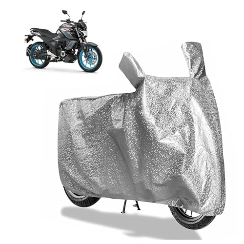 Image of Sulfar Bike Cover for Yamaha FZ-S V4 / FZ-X (Sports Naked /Urban ADV) | Waterproof, Dustproof & UV Protected | All Weather Two Wheeler Cover (Silver) New 2026 Variants