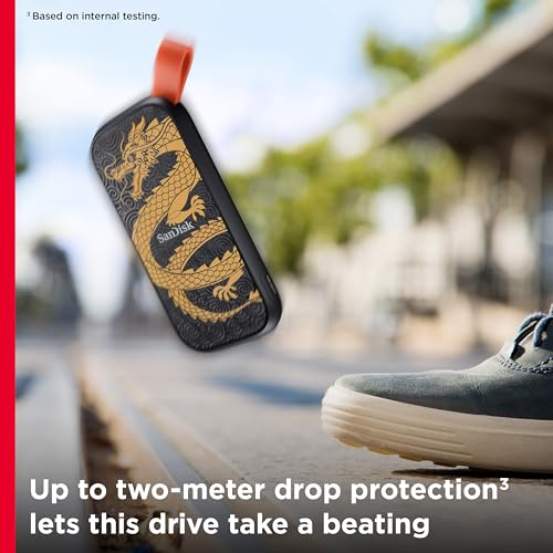 Image of SANDISK 1TB Portable SSD, Dragon Edition - Up to 800MB /s, USB-C, USB 3.2 Gen 2, Updated Firmware - External Solid State Drive - ‎SDSSDE30-1T00-GD25