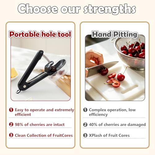 Cherry Pitter Tool, Stainless Steel Cherry Pitter with Built-in Pit Catcher - Food Grade ABS & Steel Core Remover, Ergonomic Grip, Safety Lock, Dishwasher Safe by ZestKiidek - Image 5
