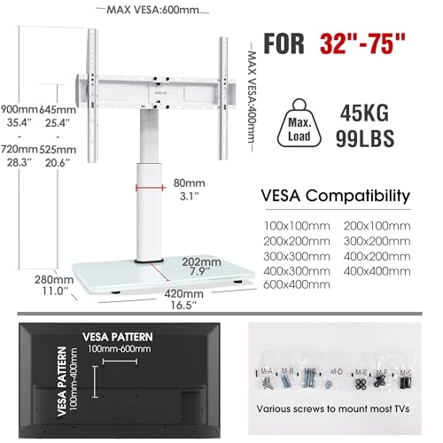 Support TV pivotant AOKCOS de 32 à 75 pouces avec base verre - 7