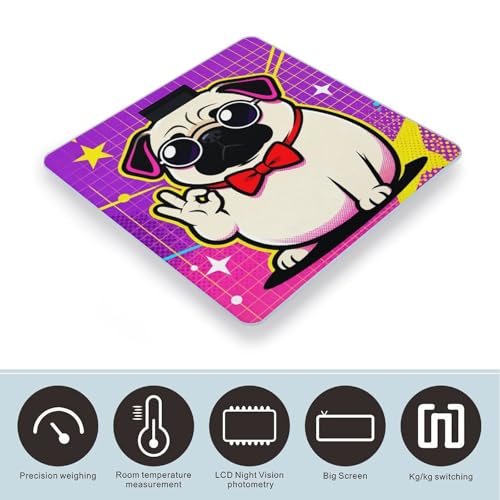 Báscula digital corporal con diseño de perro pug miniatura 3