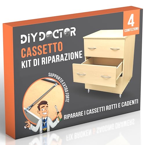 DIY Doctor Kit Riparazione Cassetti (4 Pezzi) – Rinforzi e Supporto per Cassetti Rotti di Cucina e Camera da Letto