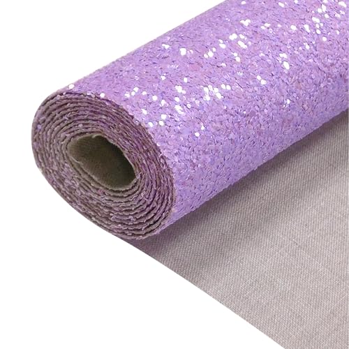 Image of Sparkly Lavender Purple Chunky Glitter Faux Leather Roll 12 x 52 inch Shiny Solid Color PU Fabric for Making Hair Bows Earrings Crafts (18015#7)