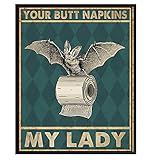 Your Butt Napkins My Lady - Gothic Bathroom Decor for Women - Bat Wall Decor - Funny Guest Bathroom...