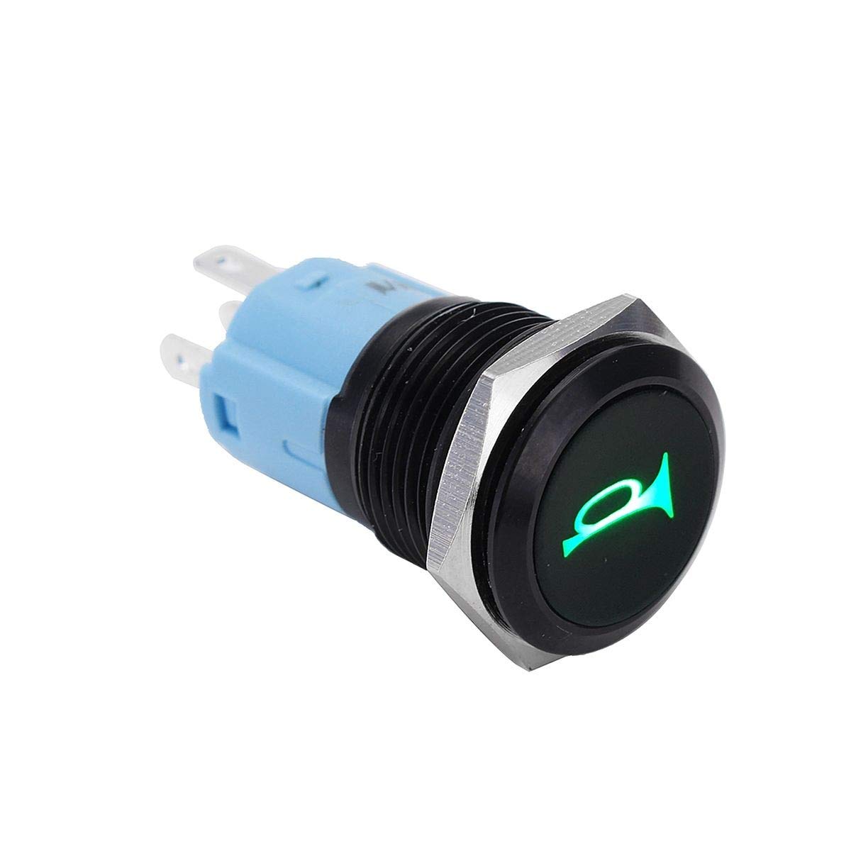 12V 16Mm Universal Car Boat Auto Dash Start Horn Button Momentary Stainless Steel Starter Doorbell Bell Push Button Switch (Green)