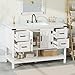 AMERLIFE 48” Farmhouse Bathroom Vanity with Sink, Freestanding Cabinet with 4 Drawers, Double Barn Doors & Open Shelf, Rustic Storage for Master or Family Bathroom, Antique White