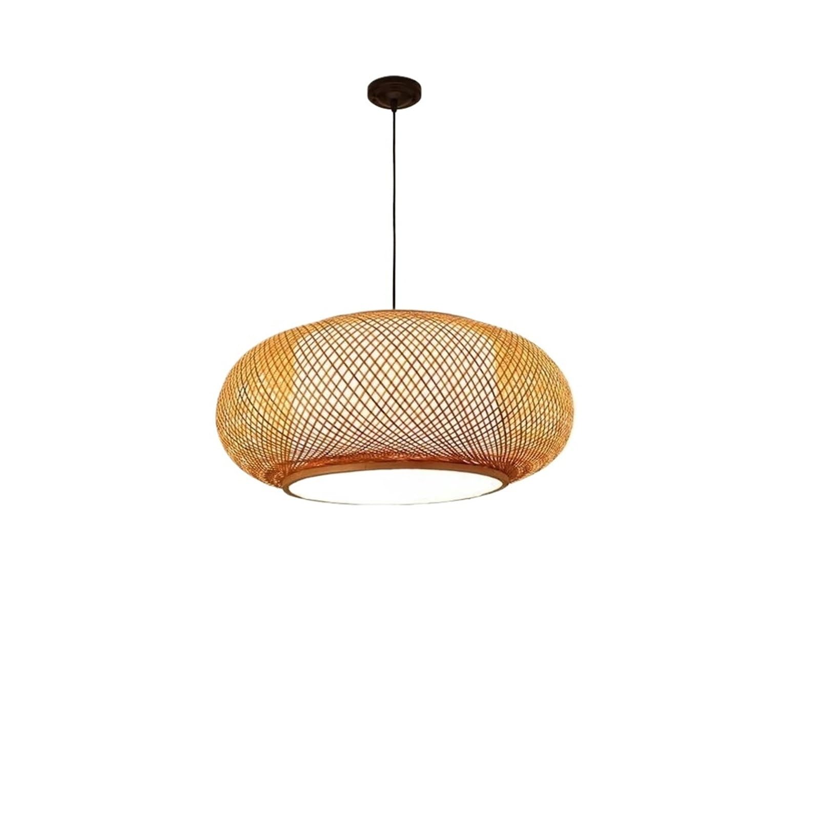 Eezii H-50Cm Rustic Farmhouse Bamboo Pendant Light Shades Large Ceiling Light Fixture Woven Rattan Chandelier E27 Bamboo Lamp Covers