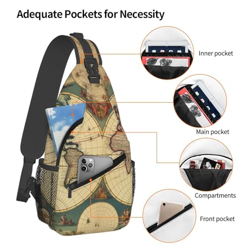Bolso cruzado para pecho con diseño Retro y mapa mundial miniatura 4