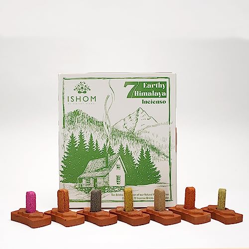 Image of 7 Earthy Smudge Incense 70 Bricks with Holder Combo, 7 Natural Aromatic Fragrances - Pinon, Cedar, Juniper, Hickory, Alder, Mesquite, Fir Balsam for Meditation & Home Purification