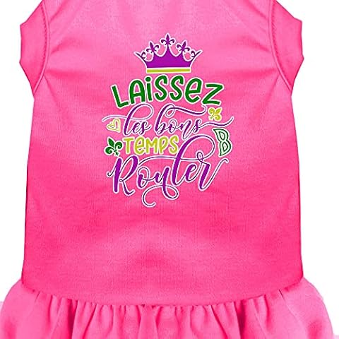 Mirage Pet Product Laissez Les Bons Temps Rouler Screen Print Mardi Gras Dog Dress Bright Pink XXXL Cover