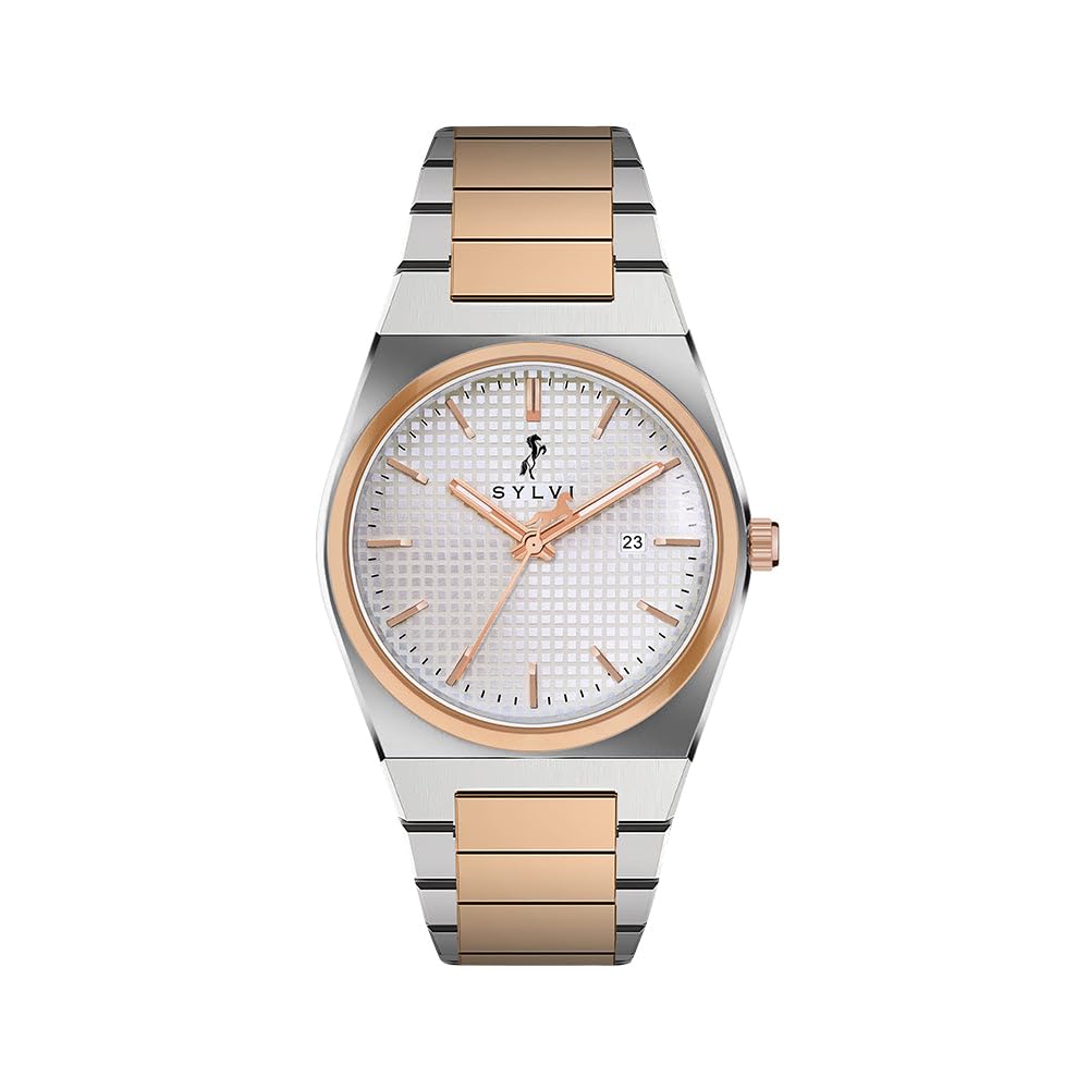 Sylvi Professional Edge Watches for Men | Water Resistant Analog Watch | Stainless Steel Watch Strap | Watch with Date Display | Durable & Stylish Watch for Men (Rose Gold) (B0D4M283BZ) Amazon Price History, Amazon Price Tracker