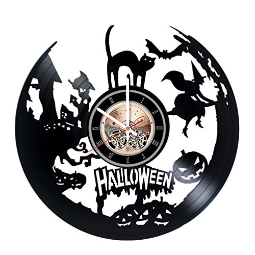 Halloween Vinyl Record Wall Clock - Home Room Wall Decor - Gift Ideas for Kids, Teens – Scary Unique Art Design
