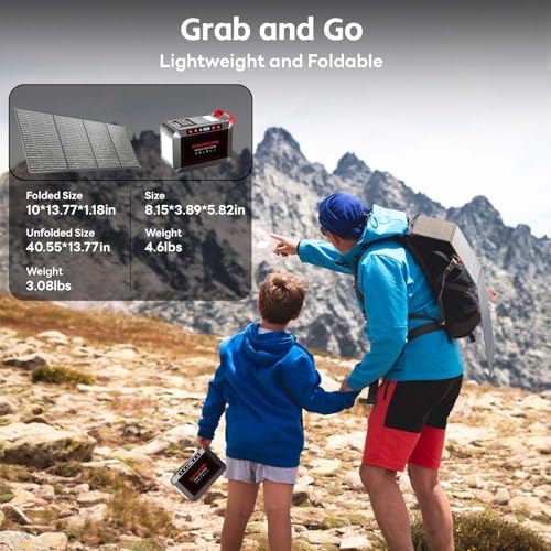 MARBERO Portable Solar Generator 300W Portable Power Station with 60W Foldable Solar Panel Included 237Wh Solar Power Bank with AC Outlet 110V Pure Sine Wave for Camping Outdoor Adventure Home Use - Image 6