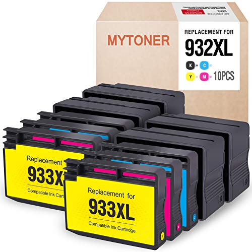 MYTONER Compatible Ink Cartridge Replacement for HP 932XL 932 Work with Officejet 6600, Officejet 6700 7612 7610 7510 7110 6100 Printer (4 Black, 2 Cyan, 2 Magenta, 2 Yellow, 10-Pack)
