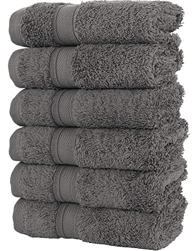 Hammam Linen Premium Organic Turkish Cotton Wash Cloth 6-Pack, 13”x13”, Cool Grey, Luxury