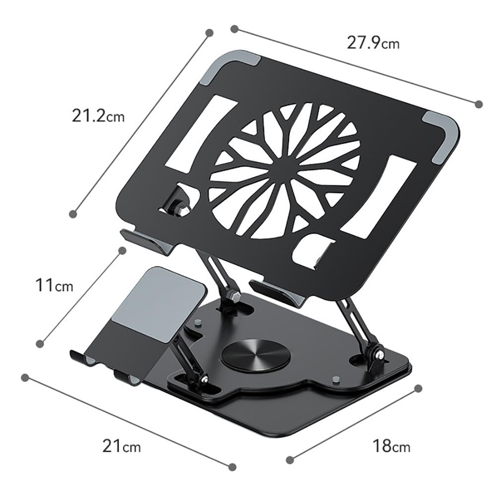 Supporto Di Raffreddamento Verticale Per Laptop,Supporto 2 In 1 Per Telefono/Laptop,Girevole A 360°,Pieghevole E Regolabile,Per Notebook Da 17'',Ideale Per Scrivania,Gaming E Ufficio A
