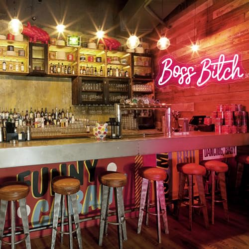 Image of Pink Boss Bitch Neon Sign, Custom Neon Sign, Bathroom Decor For Sexy Girl Room Wall Decoration, USB Girls Lady Woman Bedroom Living Room Home Wall Decor (15.7x7in)