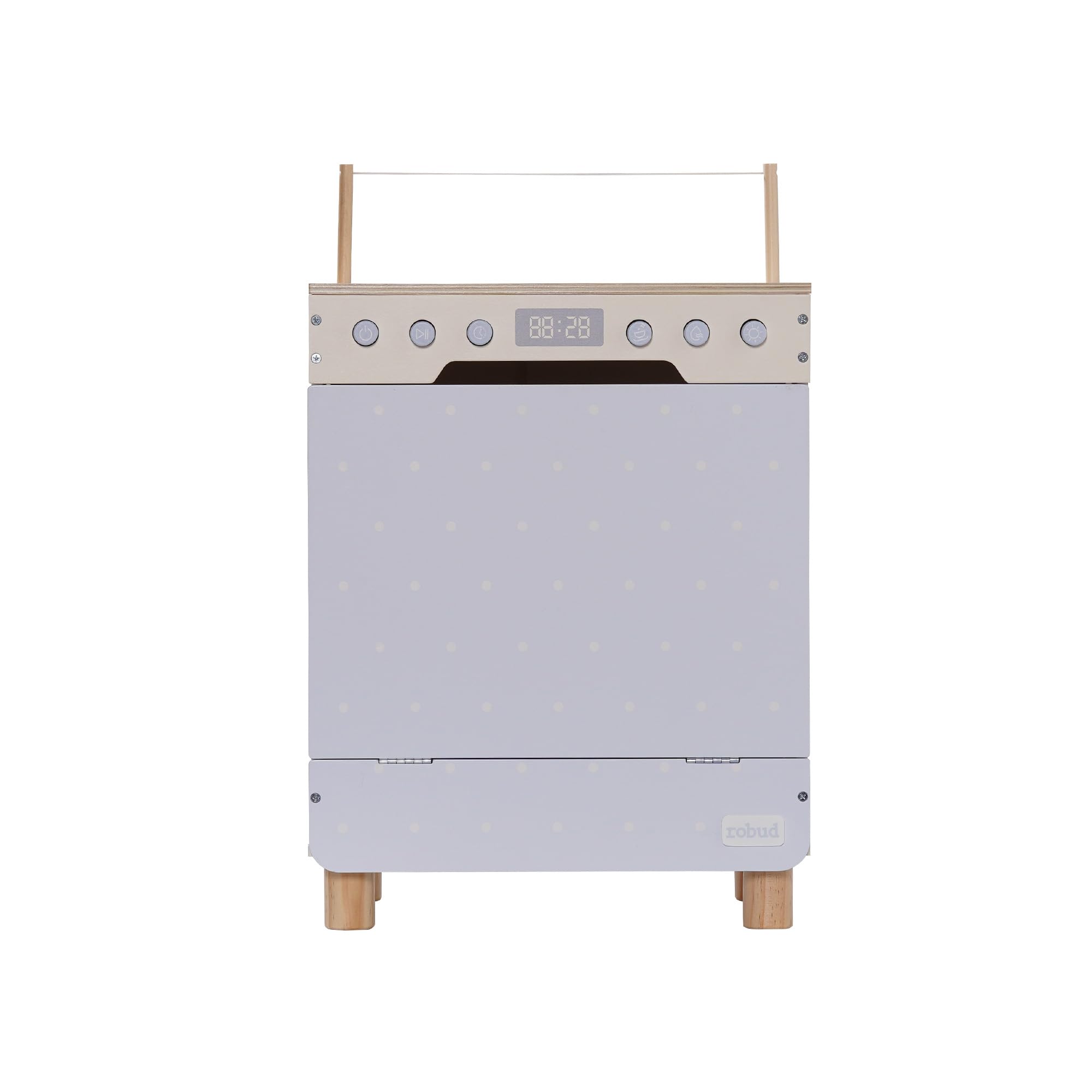 ROBUD Ensemble de jeu en bois pour lave-vaisselle, jeu de rôle avec couverts, assiettes, tasses à café pour enfants, tout-petits, cadeau de cuisine pour garçons et filles à partir de 3 ans