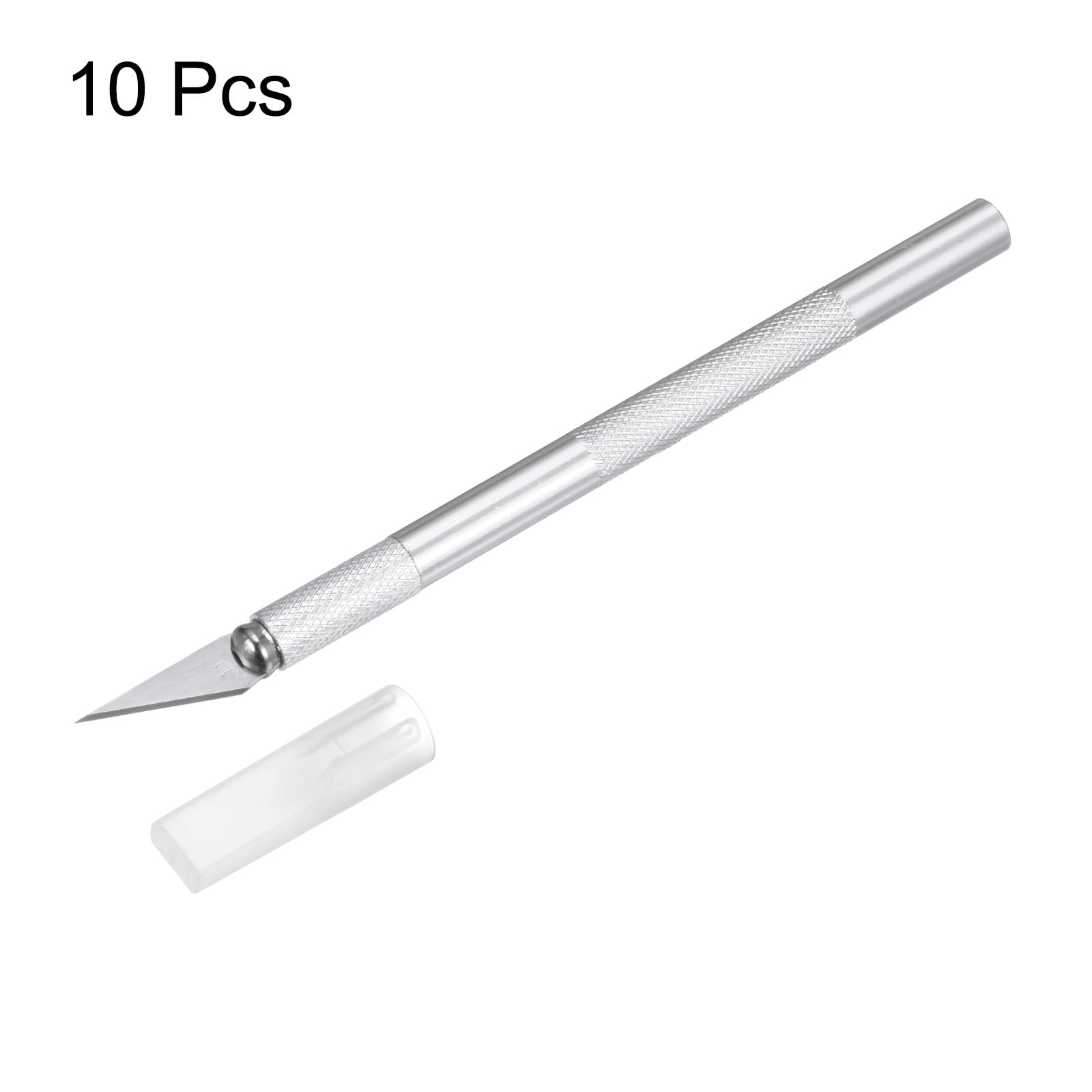 HARFINGTON 10 cuchillos exactos de 5.5 pulgadas de longitud reemplazables SK2 cuchillo de corte de precisión con cubierta protectora para modelado artístico tallado de calabaza, tono plateado
