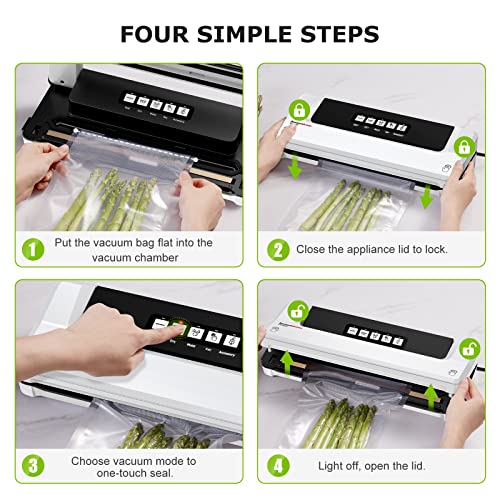 Bonsenkitchen Vakuumiergerät, Vakuumierer, Lebensmittel Bleiben bis zu 8x Länger Frisch, Folienschweißgerät für trockene… – Bild 4