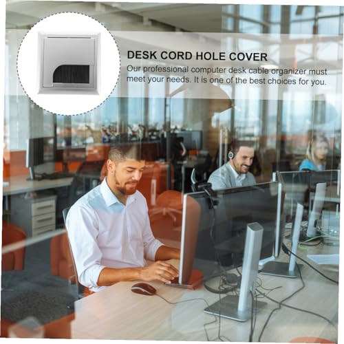 TEHAUX 4 piezas Tapas para Orificios de Cable con Cepillo de Plástico para Escritorios, Bordes Redondeados, Gestión de Cables para Computadoras, Uso en Hogar y Oficina miniatura 3