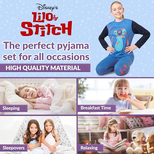 Disney Stitch Girls Pyjamas Kids Teenagers 2 Piece Nightwear Sets Long Girls PJs Soft Breathable Lounge Wear 6-14 Years4