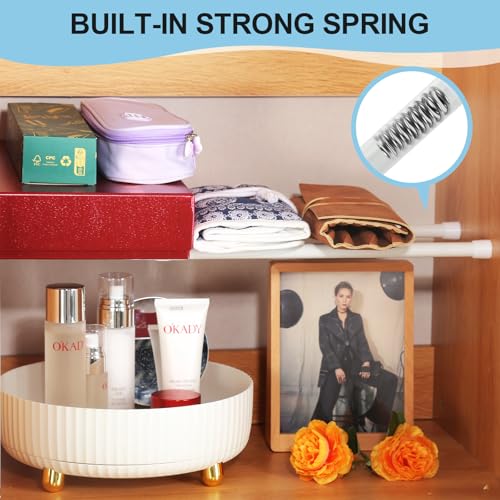 Image of Spring Tension Rod, Goowin Small Tension Rod, 5 /8 inch Diameter No Drilling Expandable Short Tension Rods Spring Rods, Tension Rods for Closet, Cupboard, Hanging Clothes, White, 5 Pack (10-15.7 inch)