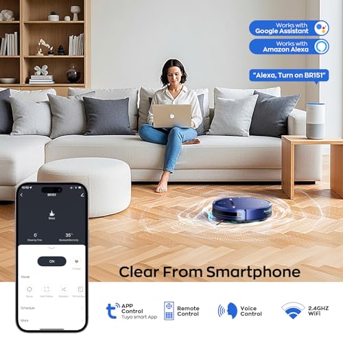 Image of MANVN Robot Vacuum and Mop Combo for Pet Hair, Robotic Vacuum for Hard Floors and Carpets, 2.87'' Ultra-Slim, with 3D Obstacle Avoidance, Wi-Fi /App /Voice Controlled, Self-Charging