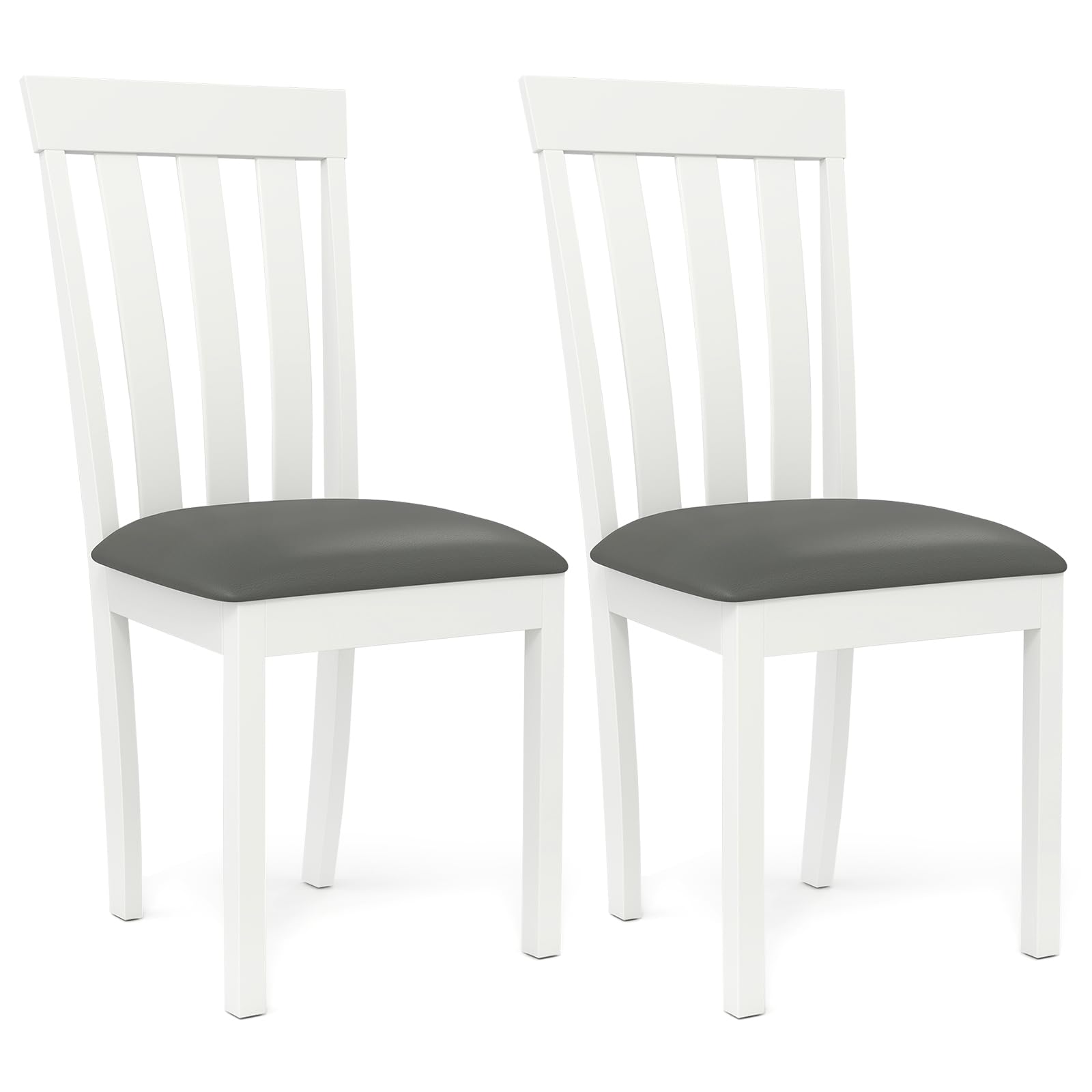 Giantex Dining Chairs Set Of 2 - White Farmhouse Kitchen Chairs, Rubber Wood Seat, Acacia Legs, 360 Lb Capacity