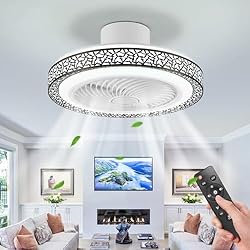 Ventilador Clasico LOKUNM Negro LED Ventilador de Techo con luz 50CM 35W lampara ventilador techo Rejilla Giratoria Eficiente Ventilación de 3Velocidades Luz LED Regulable con Control Remoto Silencioso Dormitorio