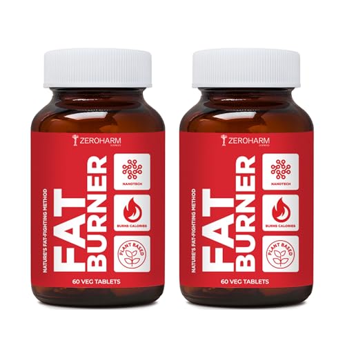 ZEROHARM Fat Burner tablets | Metabolism booster & weight loss supplement | Arms, thighs, hips, chin & belly fat burner for Men & Women | Reduces cholesterol & sugar levels- 120 tablets ZEROHARM Fat Burner tablets | Metabolism booster & weight loss supplement | Arms, thighs, hips, chin & belly fat burner for Men & Women | Reduces cholesterol & sugar levels- 120 tablets