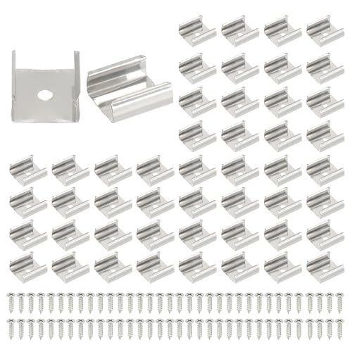 Image of PATIKIL LED Strip Clips, 70pcs Stainless Steel Mounting Brackets Fixing Clip Clamp Support Holder with Screws for 16mm to 17mm LED Strip Lighting Cable