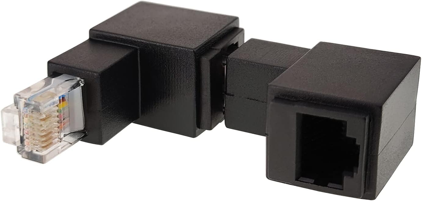 Yeebline 2-Pack 90 Degree Ethernet LAN RJ45 Male to Female Connector, Right Angle Network Cat5 Cat5e Cat6 Extender Adapter : Electronics