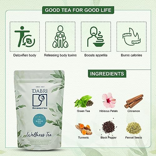 Image of Dabri Fat Burner Tea 100gm Pouch | Natural Organic Loose Leaf | Herbal Blend for Detox, Craving Control & Metabolism Boost | Helps To Natural Reduce waist | Pure Taste Wellness Tea