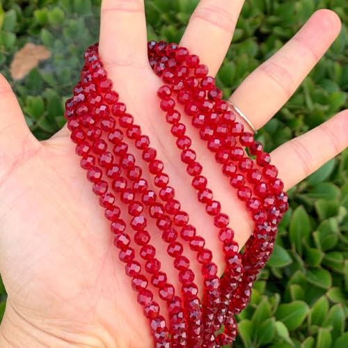 Image of 200pcs Czech Faceted Rondelle Crystal Glass Beads 6mm Bulk Siam Red