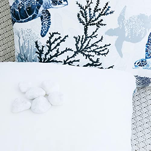 Sea Turtle Throw Pillow Covers Coastal Nautical Beach Ocean Theamd Coral Pillowcases Blue White Pillow Cover Decorative Couch Watercolor Art Cushion Cover for Bed Living Room Sofa 18x18 Inch, Set of 2 - Image 5