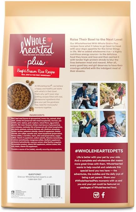 WholeHearted by Petco Plus Beef & Brown Rice Recipe with Whole Grains Plus Dry Dog Food 45 lbs.