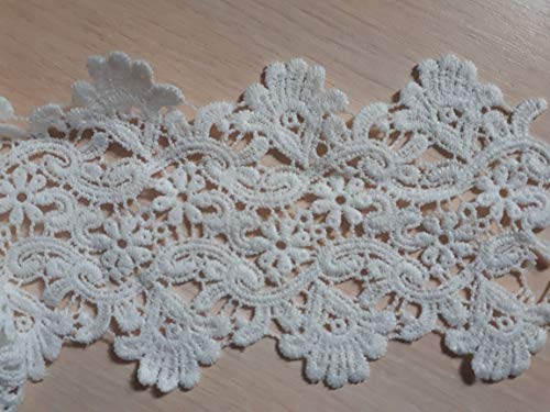Yulakes Ruban De Dentelle En Coton Blanc 12 Cm - 3m De Longueur, Parfait Pour Décoration Vintage Et Couture