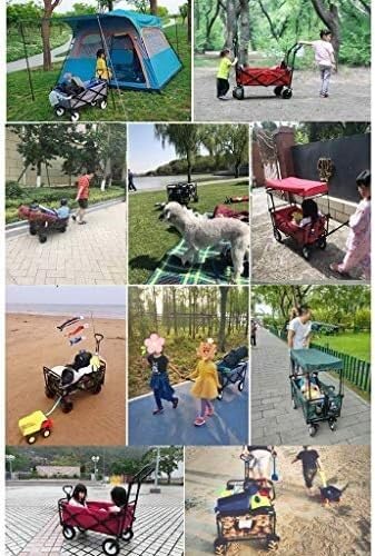 HARIPYER Handwagen, tragbar, zusammenklappbar, robuster Gartenwagen, multifunktionaler Outdoor-Camping-Picknickwagen, verstellbare, einziehbare Schub-/Zugstange, leicht zu tragen – Bild 6